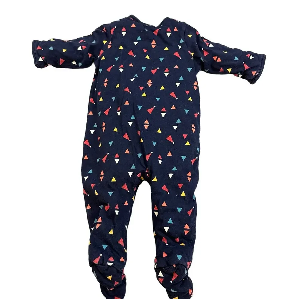 Baby Gap Blue Triangle Bunting Snowsuit Padded Sleeper PJs Footie 3-6 Months